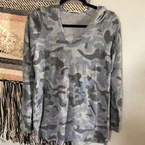 Super soft hooded camo sweater
